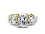 Yellow gold Three-Stone Radiant Diamond Channel Set Engagement Ring with Prong Setting_15