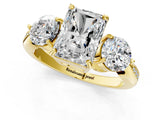 Yellow gold Three-Stone Radiant Diamond Channel Set Engagement Ring with Prong Setting_16