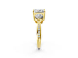 Yellow gold Three-Stone Radiant Diamond Channel Set Engagement Ring with Prong Setting_17