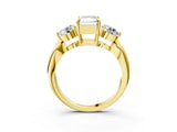 Yellow gold Three-Stone Radiant Diamond Channel Set Engagement Ring with Prong Setting_18