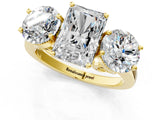 Yellow gold Three-Stone Radiant Diamond Engagement Ring with Prong Setting on a Classic Band_4