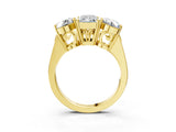 Yellow gold Three-Stone Radiant Diamond Engagement Ring with Prong Setting on a Classic Band_6