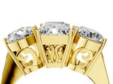 Yellow gold Three-Stone Radiant Diamond Engagement Ring with Prong Setting on a Classic Band_7