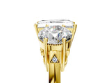 Yellow gold Three-Stone Radiant Diamond Engagement Ring with Prong Setting on a Classic Band_8