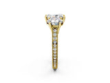 Yellow gold Three-Stone Radiant Diamond Milgrain Pave Band with Prong Setting 2