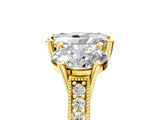 Yellow gold Three-Stone Radiant Diamond Milgrain Pave Band with Prong Setting 5