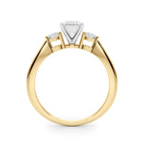 Yellow gold Three-Stone Radiant Solitaire Ring with Tapered Band and Four-Prong Setting 1