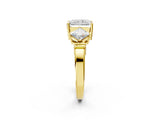 Yellow gold Three-Stone Radiant and Princess Cut Diamond Ring with Channel Band and Four-Prong Setting_30