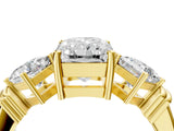 Yellow gold Three-Stone Radiant and Princess Cut Diamond Ring with Channel Band and Four-Prong Setting_32