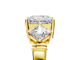 Yellow gold Three-Stone Radiant and Princess Cut Diamond Ring with Channel Band and Four-Prong Setting_33
