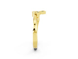 Yellow gold Three-Stone Round Aquamarine Leaf Bypass Ring with Bezel Setting_8