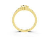 Yellow gold Three-Stone Round Blue Sapphire Leaf Bypass Ring with Bezel Setting_9