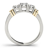 Yellow gold Three-Stone Round Brilliant Channel Set Diamond Ring with Bar Prong Setting 2