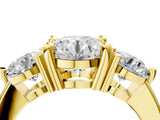 Yellow gold Three-Stone Round Brilliant Cut Solitaire Ring with Prong Setting on a Classic Band 4