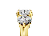 Yellow gold Three-Stone Round Brilliant Cut Solitaire Ring with Prong Setting on a Classic Band 5