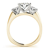 14K Yellow Gold Three-Stone 1.01 Carat F VVS2 Round Brilliant Diamond Ring with Channel Setting and White Gold Band