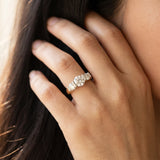 14K Yellow Gold Three-Stone 1.01 Carat F VVS2 Round Brilliant Diamond Ring with Channel Setting and White Gold Band