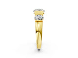 Yellow gold Three-Stone Round Brilliant Diamond Ring with Channel Setting and White Gold Band_16