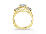 Yellow gold Three-Stone Round Brilliant Diamond Ring with Channel Setting and White Gold Band_17