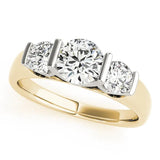 14K Yellow Gold Three-Stone 1.01 Carat F VVS2 Round Brilliant Diamond Ring with Channel Setting and White Gold Band