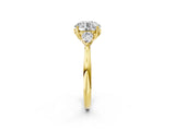 Yellow gold Three-Stone Round Brilliant Diamond Solitaire Ring with Tapered Band and Four-Prong Setting_61
