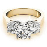 Yellow gold Three-Stone Round Brilliant Diamond Trellis Ring with Comfort Fit Band 1