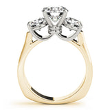 Yellow gold Three-Stone Round Brilliant Diamond Trellis Ring with Comfort Fit Band 2