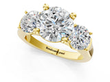 Yellow gold Three-Stone Round Brilliant Diamond Trellis Ring with Comfort Fit Band_24
