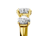 18K Yellow Gold Three-Stone 2.07 Carat E VVS2 Round Brilliant Diamond Trellis Ring with Comfort Fit Band