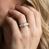 Yellow gold Three-Stone Round Brilliant Diamond Trellis Ring with Comfort Fit Band_8
