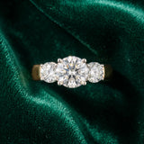 Yellow gold Three-Stone Round Brilliant Diamond Trellis Ring with Comfort Fit Band_9