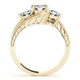 Yellow gold Three-Stone Round Brilliant Split Shank Prong Set Ring 2