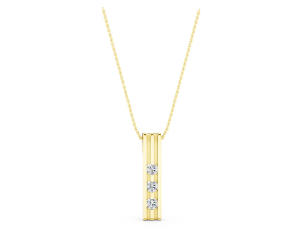 Yellow gold Three-Stone Round Channel Set Pendant
