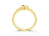 Yellow gold Three-Stone Round Citrine Leaf Bypass Ring with Bezel Setting_9