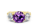 Yellow gold Three-Stone Round Cut Amethyst Braided Band Ring with Four-Prong Setting_12
