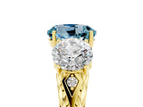 Yellow gold Three-Stone Round Cut Aquamarine Braided Band Ring with Four-Prong Setting_17