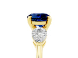 Yellow gold Three-Stone Round Cut Blue Sapphire Ring with Pear Side Stones and Four-Prong Setting_5