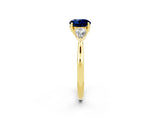 Yellow gold Three-Stone Round Cut Blue Sapphire Ring with Pear  Side Stones in Four-Prong Setting_14
