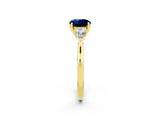 Yellow gold Three-Stone Round Cut Blue Sapphire Ring with Pear  Side Stones in Four-Prong Setting_38