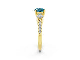 Yellow gold Three-Stone Round Cut Blue Topaz Pavé Band with Four-Prong Setting_2