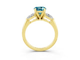 Yellow gold Three-Stone Round Cut Blue Topaz Ring with Pear Side Stones and Four-Prong Setting_3