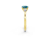 Yellow gold Three-Stone Round Cut Blue Topaz Ring with Pear  Side Stones in Four-Prong Setting_27