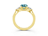 Yellow gold Three-Stone Round Cut Blue Topaz Ring with Pear  Side Stones in Four-Prong Setting_28