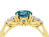 Yellow gold Three-Stone Round Cut Blue Topaz Ring with Pear  Side Stones in Four-Prong Setting_29