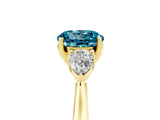 Yellow gold Three-Stone Round Cut Blue Topaz Ring with Pear  Side Stones in Four-Prong Setting_30