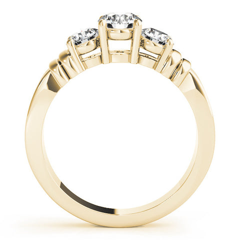 Yellow gold Three-Stone Round Cut Channel Set Diamond Ring with Four-Prong Setting 2
