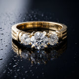 Yellow gold Three-Stone Round Cut Channel Set Diamond Ring with Four-Prong Setting_16