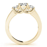 Yellow gold Three-Stone Round Cut Channel-Set Diamond Ring with Prong Setting 1