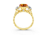 Yellow gold Three-Stone Round Cut Citrine Braided Band Ring with Four-Prong Setting_15