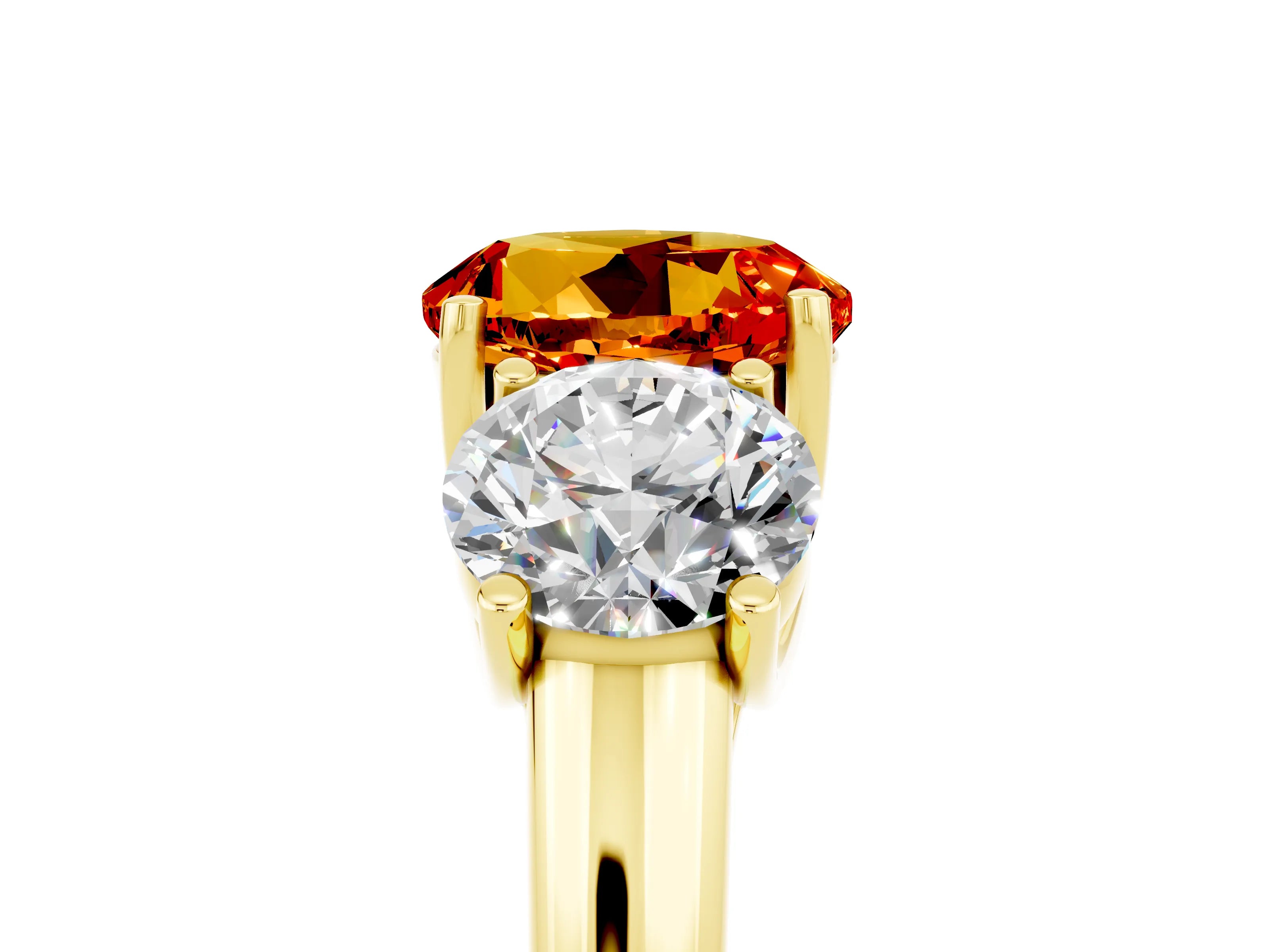 Yellow gold Three-Stone Round Cut Citrine Engagement Ring with Prong Setting_5
